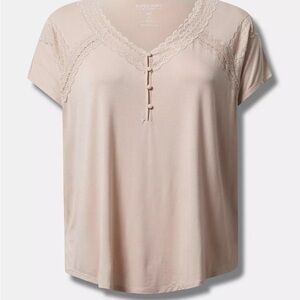 Torrid Beige Knit Top with Lace Trim